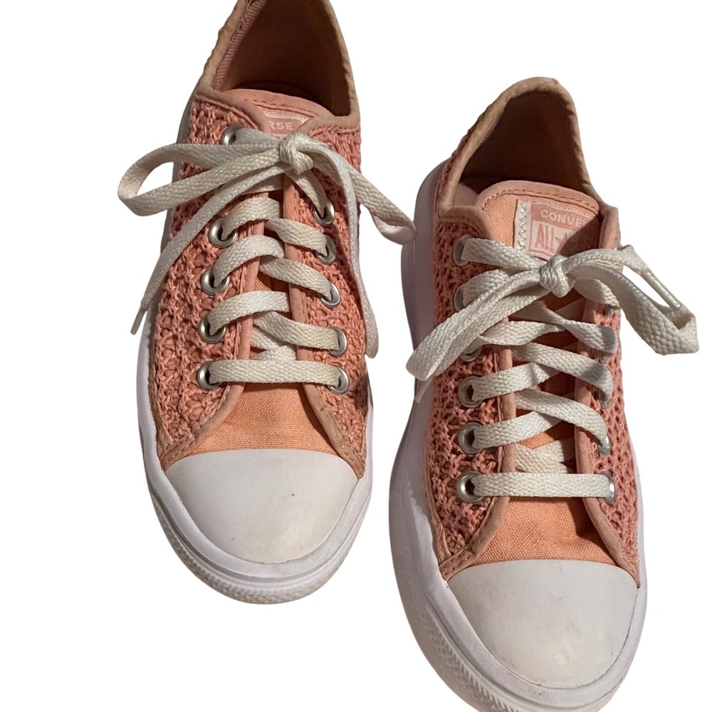 Converse Chuck Taylor All Star Move Peach Crochet Platform Sneakers A08740C 4.5Y